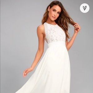 Forever and Always White Lace Maxi Dress